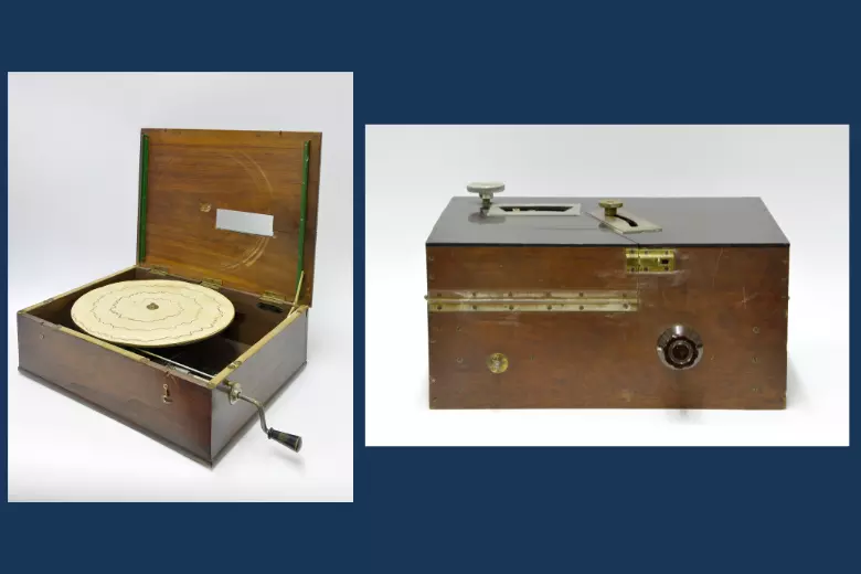 Two photos of early equipment