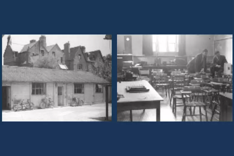 Photos of first institute lab and lecture rooms