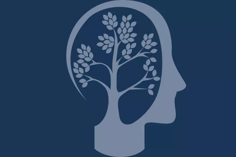 Graphic of a right facing head with tree growing inside